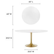 Round wood dining table in gold white by Modway additional picture 8