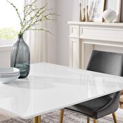 Square wood top dining table in gold white additional photo 2 of 7