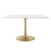 Square wood top dining table in gold white additional photo 3 of 7