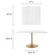 Square wood top dining table in gold white by Modway additional picture 8