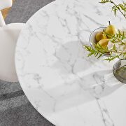 Round artificial marble dining table in gold white by Modway additional picture 2