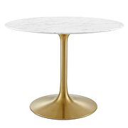Round artificial marble dining table in gold white by Modway additional picture 4