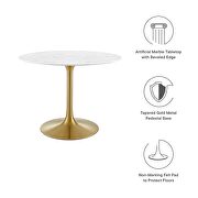 Round artificial marble dining table in gold white by Modway additional picture 7