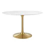 Round artificial marble dining table in gold white by Modway additional picture 3