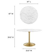 Round artificial marble dining table in gold white by Modway additional picture 8