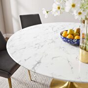 Round artificial marble dining table in gold white by Modway additional picture 2