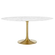 Round artificial marble dining table in gold white by Modway additional picture 3