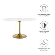 Oval artificial marble dining table in gold white by Modway additional picture 7