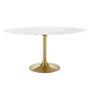 Oval artificial marble dining table in gold white by Modway additional picture 3