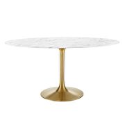 Oval artificial marble dining table in gold white additional photo 4 of 7