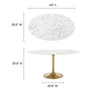 Oval artificial marble dining table in gold white by Modway additional picture 8