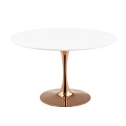 Round wood dining table in rose white by Modway additional picture 3