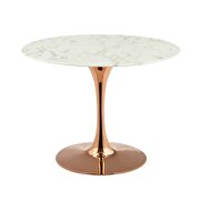Round artificial marble dining table in rose white by Modway additional picture 3