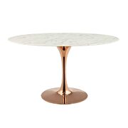 Oval artificial marble dining table in rose white by Modway additional picture 3