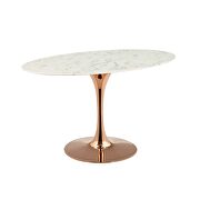 Oval artificial marble dining table in rose white by Modway additional picture 4