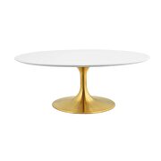Oval-shaped wood top coffee table in gold white by Modway additional picture 3