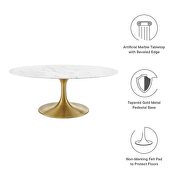 Oval-shaped artifical artificial marble coffee table in gold white by Modway additional picture 7