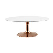 Oval-shaped wood top coffee table in rose white by Modway additional picture 3