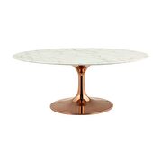 Oval-shaped artificial marble coffee table in rose white by Modway additional picture 2
