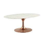 Oval-shaped artificial marble coffee table in rose white by Modway additional picture 3