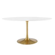 Oval wood dining table in gold white additional photo 4 of 7