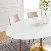 Oval wood dining table in gold white by Modway additional picture 2