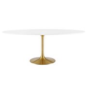 Oval wood dining table in gold white by Modway additional picture 3