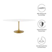 Oval wood dining table in gold white by Modway additional picture 7