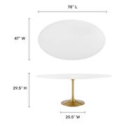 Oval wood dining table in gold white by Modway additional picture 8