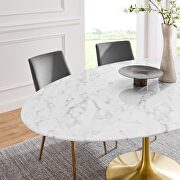 Oval artificial marble dining table in gold white by Modway additional picture 2