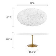 Oval artificial marble dining table in gold white by Modway additional picture 8