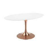 Oval wood top dining table in rose white by Modway additional picture 4