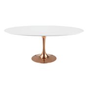 Oval wood dining table in rose white by Modway additional picture 3