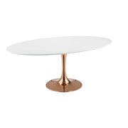 Oval wood dining table in rose white by Modway additional picture 4