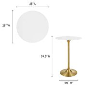 Wood top bar table in gold white by Modway additional picture 8