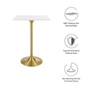 Square wood top bar table in gold white by Modway additional picture 7