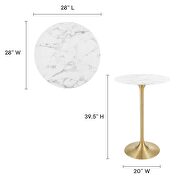 Artificial marble bar table in gold white by Modway additional picture 8