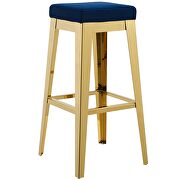 Gold stainless steel performance velvet bar stool in gold navy by Modway additional picture 4