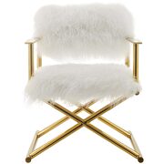 Pure white cashmere / gold legs & base director style chair by Modway additional picture 3