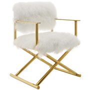Pure white cashmere / gold legs & base director style chair by Modway additional picture 6