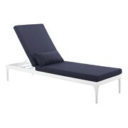 Cushion outdoor patio chaise lounge chair in white/ navy by Modway additional picture 2