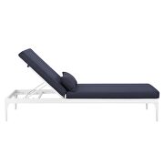 Cushion outdoor patio chaise lounge chair in white/ navy by Modway additional picture 3