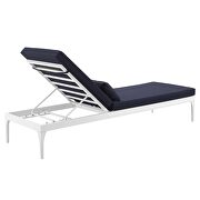 Cushion outdoor patio chaise lounge chair in white/ navy additional photo 4 of 6
