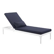 Cushion outdoor patio chaise lounge chair in white/ navy additional photo 5 of 6