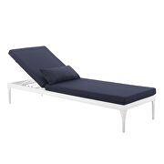 Cushion outdoor patio chaise lounge chair in white/ navy by Modway additional picture 6
