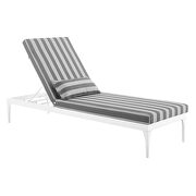 Cushion outdoor patio chaise lounge chair in white/ striped gray by Modway additional picture 2