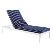 Cushion outdoor patio chaise lounge chair in white/ striped navy by Modway additional picture 2