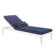Cushion outdoor patio chaise lounge chair in white/ striped navy by Modway additional picture 4