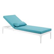 Cushion outdoor patio chaise lounge chair in white/ turquoise by Modway additional picture 6