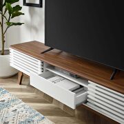 Durable particleboard frame TV stand in walnut/ white finish by Modway additional picture 2